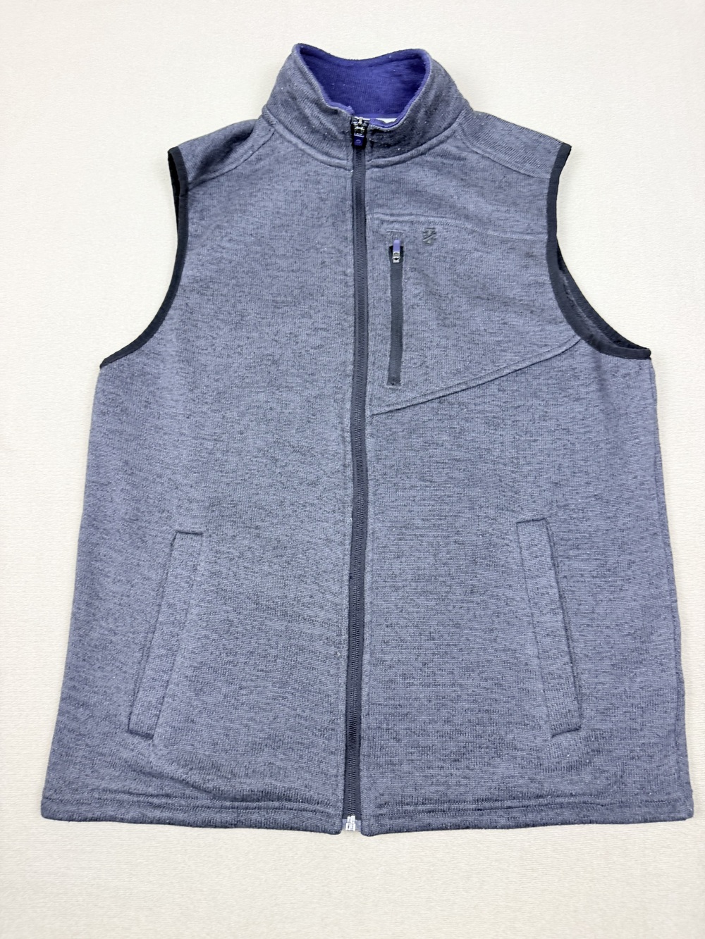 IZOD Premium Essentials Men's Sweater Fleece Vest Grey Size M Full Zip Outdoor